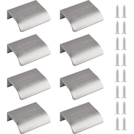Seitlicher Fingergriff, 8-teilig, verdeckter Griff, moderner Schubladengriff, unsichtbarer Griff aus Aluminiumlegierung, Schrankbeschlag, Schubladengriff, 50 mm / Gebürstetes Nickel (1/4)