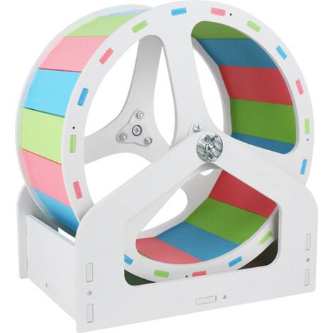 Roue de Hamster en PVC, planche en bois et plastique, exercice silencieux avec support pour course de hérisson, Type 1, diamètre 24cm/9,4 pouces (1/5)