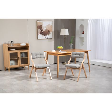 Chaises pliantes rembourrées en bois avec coussin gris, lot de 2, chaise de salle à manger portable et prête à l'emploi (1/5)