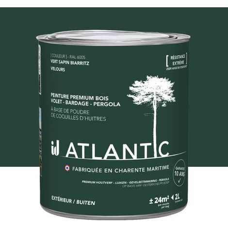 Peinture acrylique pour boiseries extérieures ID Atlantic Vert sapin Biarritz Velours 2 L (1/2)