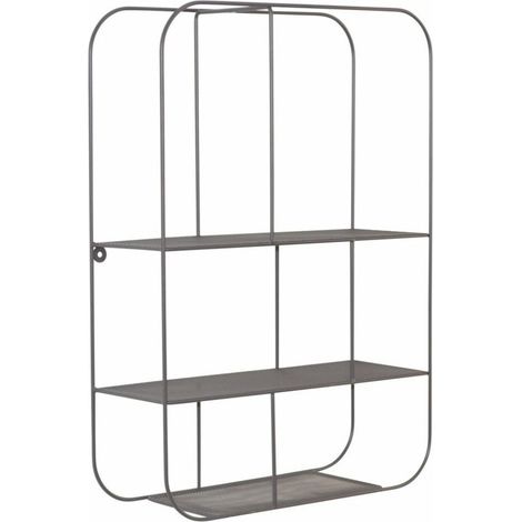 Étagère murale en forme rectangle avec 3 étagères en métal gris chic et pratique ETA05035 (1/2)