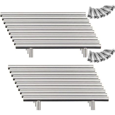 20pcs Poignée Bâton De Porte Cuisine Meuble Placard Inoxydable (128mm (Entraxe de Trous))
