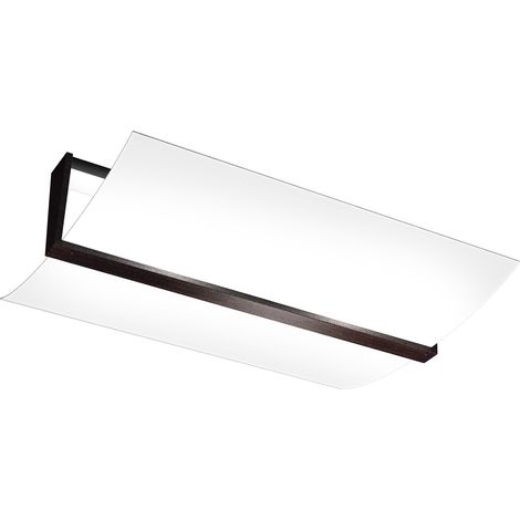 Plafoniera Contemporanea Wood Metallo Nerowengè Vetro Bianco 2 Luci E27 53Cm