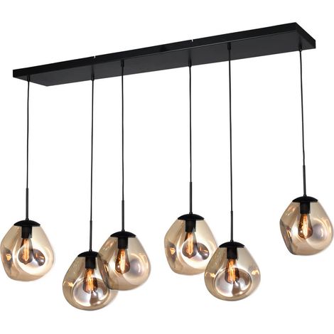 Lampe suspendue Lava 6x verre doré Ø 24cm - 2761-05-130-25-60261