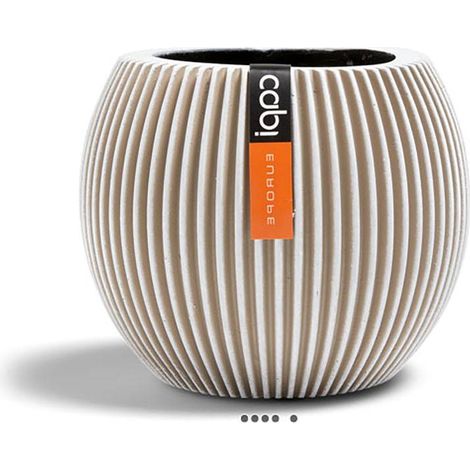 Vase Groove plastique forme boule H 15 x D 18cm Blanc - dimhaut: H 15 cm - couleur: Blanc neige