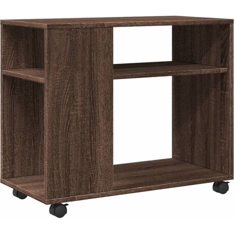 Side Table with Wheels Brown Oak 70x35x60 cm Engineered Wood vidaXL