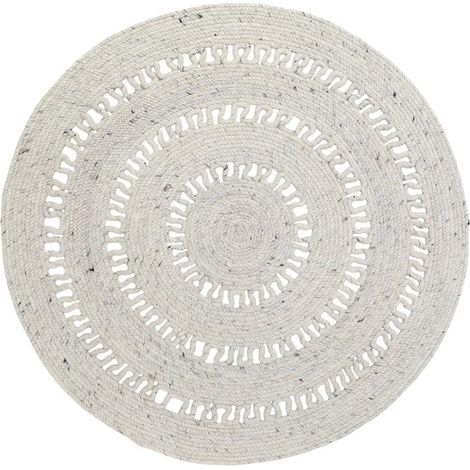 Tapis rond ajouré en laine feutrée et coton - Décoration salon et chambre - Taille S - PANGIVO (1/5)