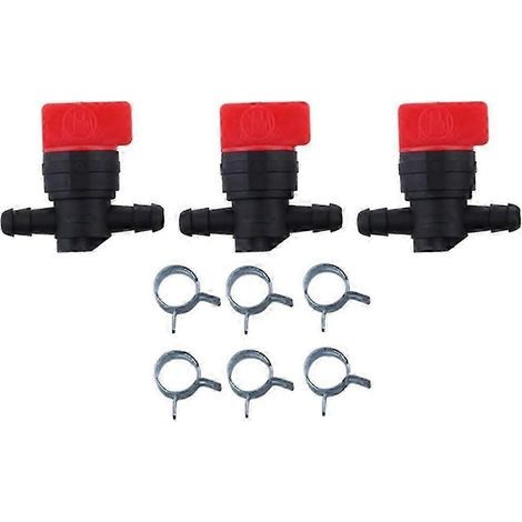 Lot de 3 vannes d'arrêt de carburant avec collier de serrage (réf. 494768 et 698183) pour conduite de carburant de 6,35 mm (1/4 pouce) pour tracteur tondeuse Toro JS (1/5)