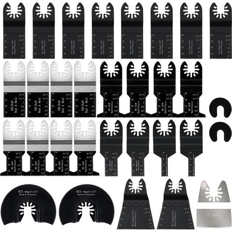 Kit de 31 lames de scie oscillantes, outil multifonction de qualité supérieure pour bois, métal et plastique. Compatible avec les outils Dewalt, Worx, Milwaukee, Makita, Bosch et Porter Genesis (1/5)