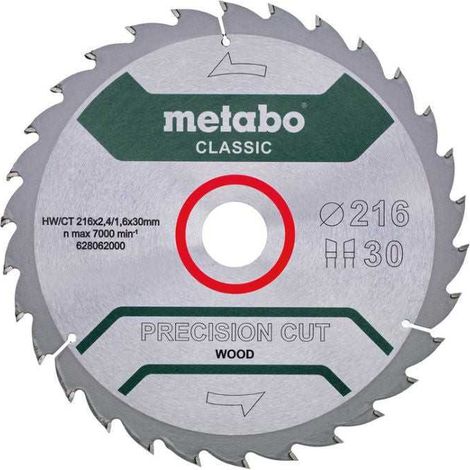 Lama per sega circolare METABO Classic 216 x 2,4 x 30 mm 30 denti WZ 22°