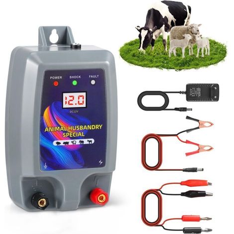 10KM Clôture électrique. 12V Electrificateur Cloture Electrique pour Bétail Animaux Élevage Ferme Électrique Contrôleur. Protection Parfaite pour Les Pâturages