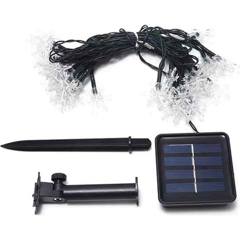 Guirlande Lumineuse Solaire - 12 M - 100 LED Flocon De Neige - Étanche IP65 - 8 Modes - Pour Jardin Terrasse Patio Extérieur Intérieur - 1 Pièce