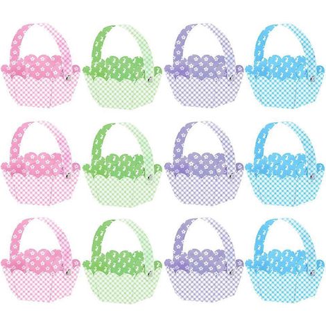 12 paniers délicats à faire soi-même pour Pâques - Adorables paniers de rangement pour œufs - Décorations de fête-10X5.9cm (1/3)