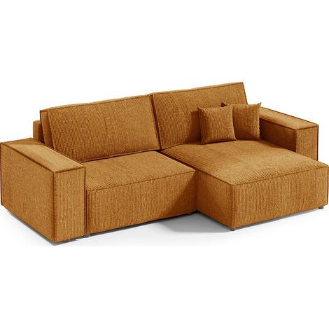 3-Sitzer-Wende-Ecksofa mit Truhe Isaac Mini Cord Gelb (1/5)