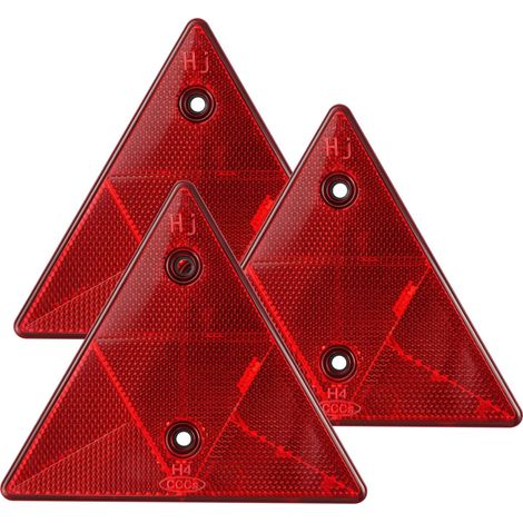 3PCS Réflecteurs Triangulaires Rouges, pour Remorque Arrière, Catadioptres Robustes, Feux Arrière Standard, avec Espacement des Trous, Fixation par vis ou Colle (1/5)