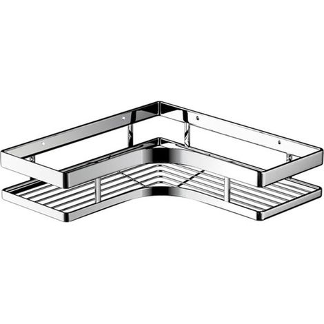 Mensola angolare per doccia, mensole angolari per il bagno, organizer per doccia in acciaio inox, mensola da bagno a parete con porta vassoio (1/5)