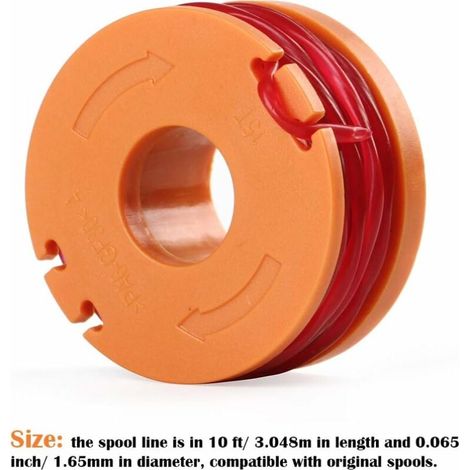Worx WA0010 Ligne de bobine de rechange pour tondeuse Ligne de bobine de rechange pour débroussailleuses Accessoires pour outils de jardin 4 pièces (1/4)