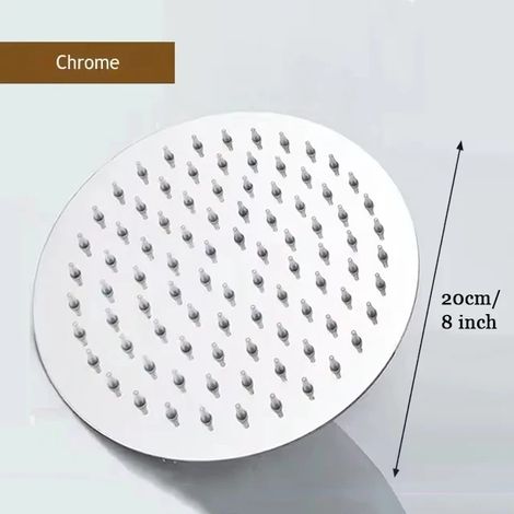 Pommeau de douche cascade haute pression en acier inoxydable noir, argenté et doré (8 ronds argentés) - Débit important pour une douche de salle de bain performante (1/5)