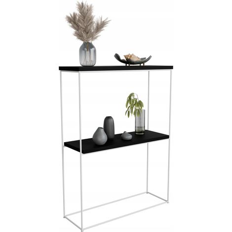 Console d'entrée double en fil de 8 mm 60x20 Blanc Noir Mat (1/4)