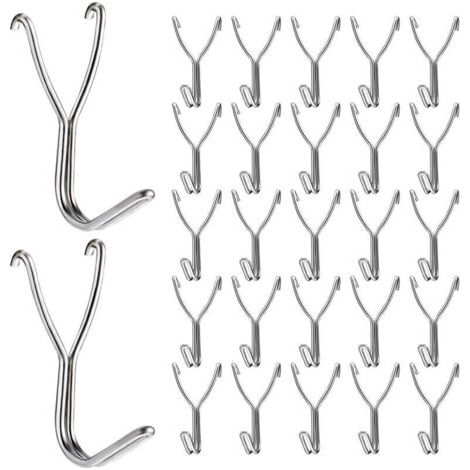 Lot de 50 crochets en acier inoxydable pour panneau perforé de 20 mm pour rangement de cuisine, garage, accessoires, outils d'établi, fournitures d'artisanat (1/5)