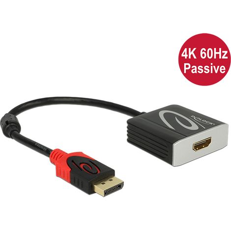 Delock Adaptador Displayport 1.2 macho  HDMI hembra 4K 60 Hz pasivo negro