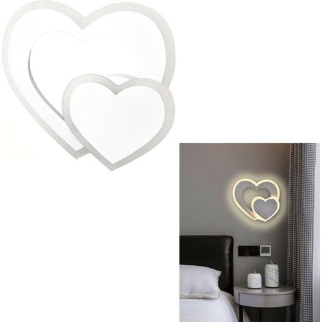 Applique Led Cuore In Vetro 2 Cuori Luce Calda Lampada Da Parete 12 W (1/3)