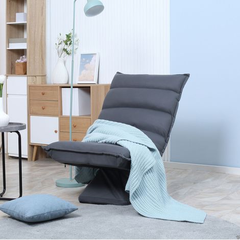 Poltrona da pavimento 62x70x95 cm grigio scuro in acciaio con schienale reclinabile a 5 livelli e seduta girevole 360° (1/5)