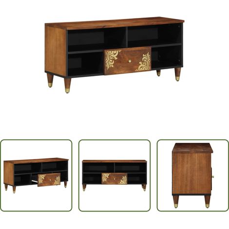 Holzschrank - TV-Schränk Honigbraun 100 x 33 x 46 cm Massivholz Mango (1/5)