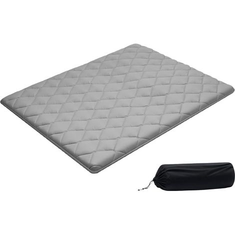 Matelas Futon Taille Queen, Matelas de Sol Japonais Pliable, Tatami Doux pour Dormir Yoga Méditation et Relaxation, 203,2x152,4x6,35 cm, 9 Couches, avec Sac de Rangement et Attaches, Gris (1/5)