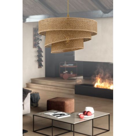 Suspension avec abat-jour en coton Couper - Beige (1/5)