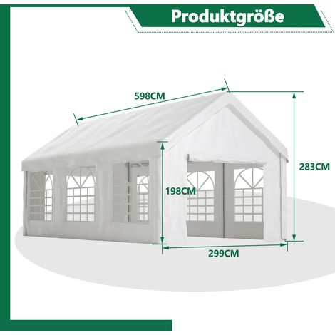 Abri de voiture 3x6m, double portes coulissantes pour accès traversant complet, charpente solide anti-intempéries, toit et rideaux latéraux démontables