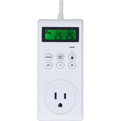 Drahtloser, programmierbarer automatischer Temperaturregler mit Thermostat-Steckdose und Schalter (US-Stecker, 120 V)