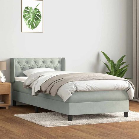 Boxspringbett mit Matratze Hellgrau 80x210 cm Samt