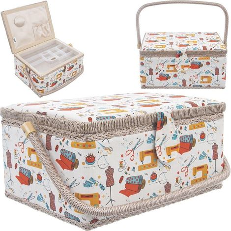 Máquina de coser plegable de madera con cesta para accesorios de costura 30X23X16 CM (1/3)