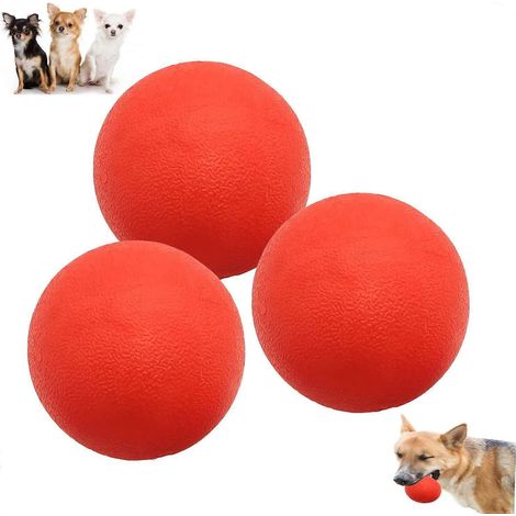Lot de 3 balles pour chien indestructibles - Balles 100 % caoutchouc naturel, non toxiques et résistantes, pour chiens de petite, moyenne et grande taille. (1/5)