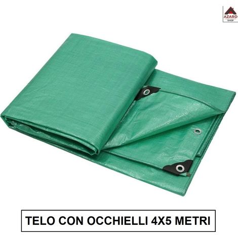 Telone Propilene Pesante Verde Con Occhielli Mt 4X5 Giardino Campeggio Conf 3 Pz (1/4)
