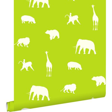 papier peint animaux vert citron - ESTAhome (1/5)