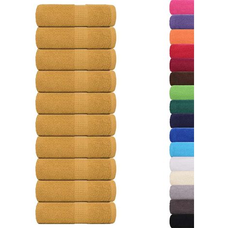 Serviettes de visage 10 pcs doré 30x30 cm 360 g/m² 100% coton CFW786344 (1/5)