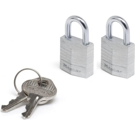 Master Lock 9120EURTCC Lot de 2 Cadenas à Clé en Aluminium Massif, Gris, 2 x 3,4 x 1,4 cm
