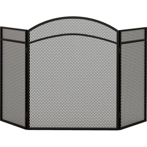 Grille de protection de cheminée, grille de cheminée pliable à 3 panneaux, grille de protection de poêle, grille pare-étincelles pour salon, métal, 96 x 60 cm, noir (1/5)