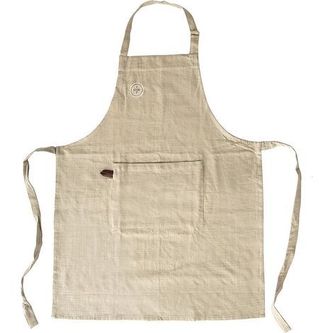Delantal de cocina de algod贸n verdoso con lazo. (1/5)
