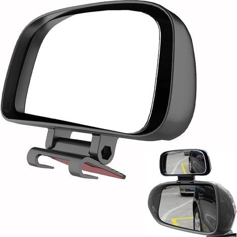 360° Adjustable Blind Spot Mirror, HD Auxiliary Rearview Mirror, No Drilling Required, EU Compliant Accessory for Cars, SUVs, Vans, Pickups and Camper Vans, Black (1/5)