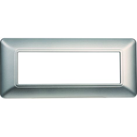 Plaque compatibles Bticino Matix 6 modules plastique couleur argent (1/2)