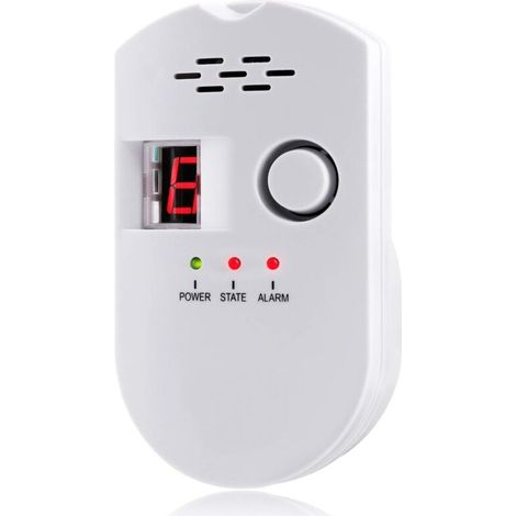 royaluxe -Détect de Fuite de gaz LPG/Gaz Naturel/Charbon, Monit de Capt Enfichable avec Alarme sonore et Affichage numérique à LED, pour Combustible Méthane, Propane, Butane (1/5)