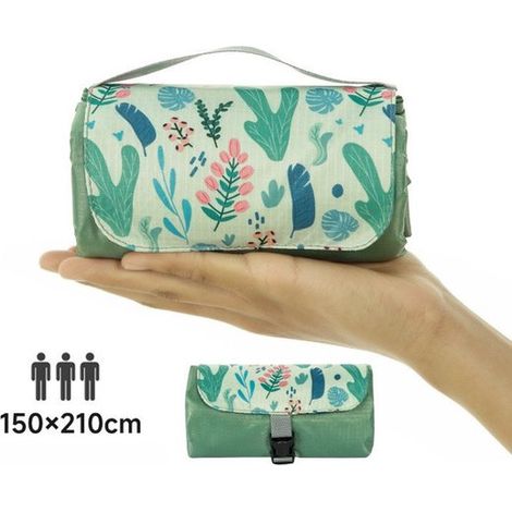 Manta de picnic, Impermeable, ultraligera y compacta, Manta verde para exteriores, acampadas, playa y senderismo, verde oscuro, 150 x 210 cm (1/5)