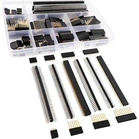 112 Pieces 2.54 mm Male and Female Pin Header Connectors, Male and Female Pin Header Socket Connectors, for Arduino Prototype Shield (1/4)