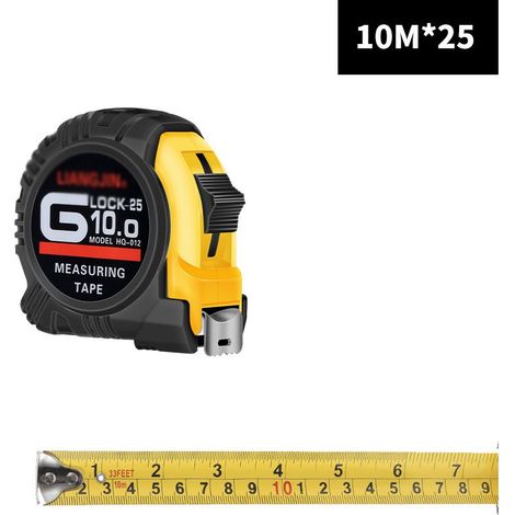 Mètre déroulant,Mètre ruban en acier,Mètre ruban 10m×25mm,pour la construction, les travaux lourds, la menuiserie, le bricolage