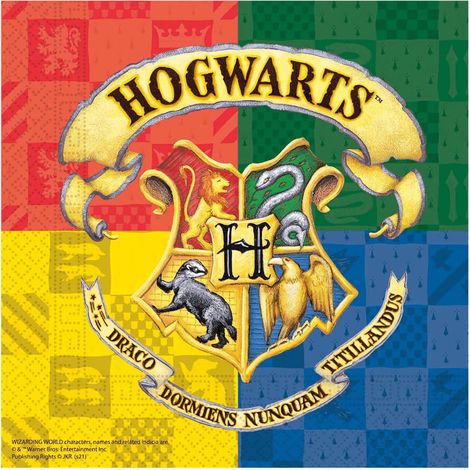 Tovaglioli per feste a tema Hogwarts e Harry Potter, 33x33 cm, 20 pezzi.