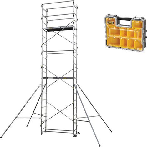 Trabattello 2 plateaux - Altezza max. di lavoro. 6.50m + Organizer - 236705-ORGANISA
