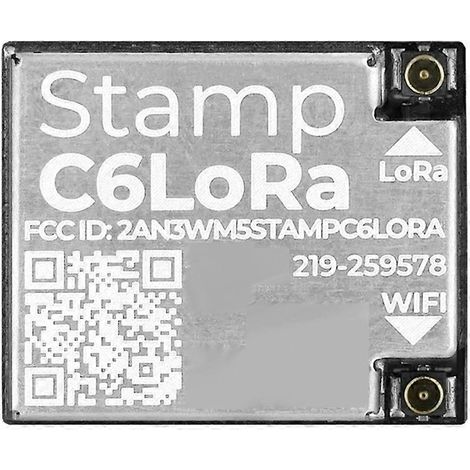 Module M5Stack Stamp C6LoRa ESP32-C6 SX1262 LoRa Wi-Fi 6 16 Mo Flash 850-960 MHz pour IoT Meshtastic (1/5)